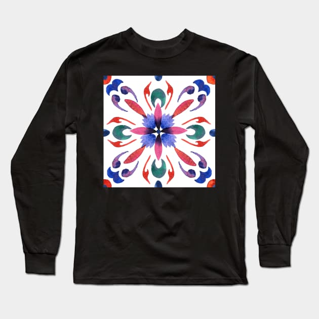 Floral ornament. Watercolor Long Sleeve T-Shirt by Olga Berlet